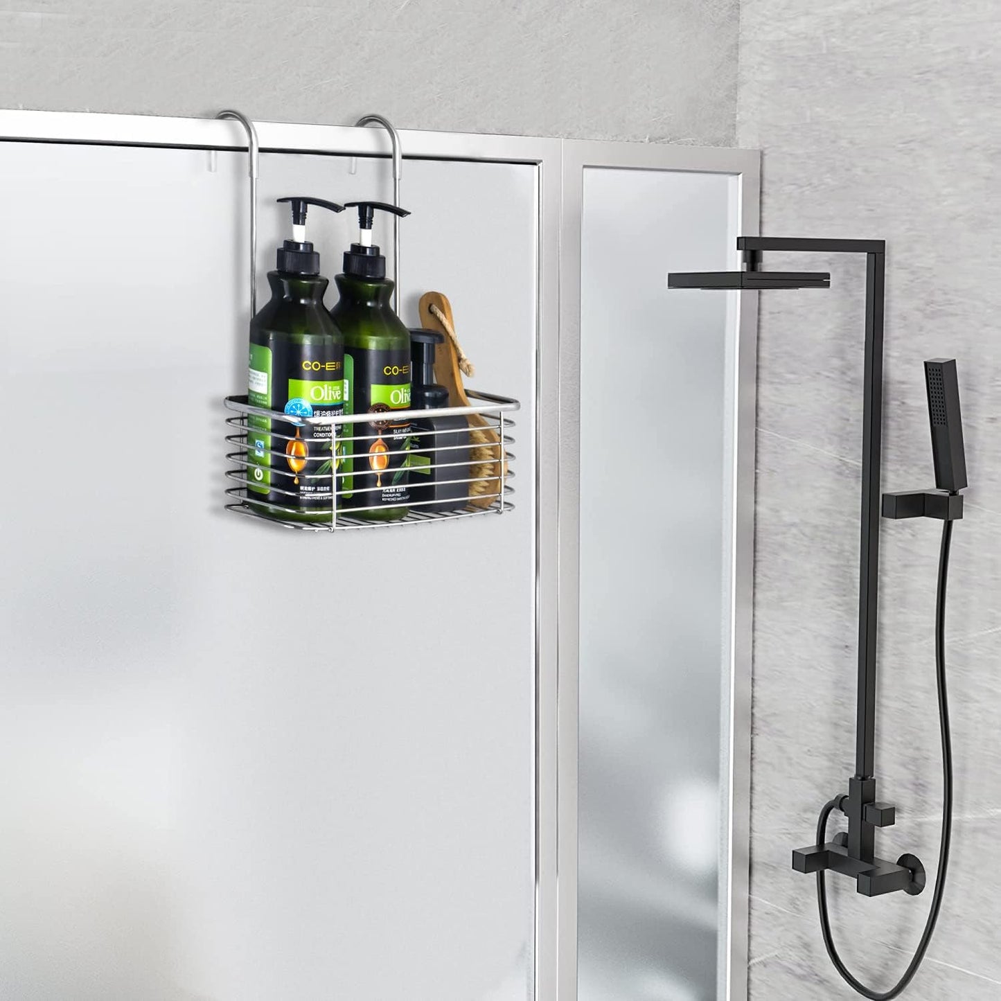 YQh hanging shower rack, bathroom storage rack, shampoo bracket, the back hook can be rotated, and can be hung on the faucet or Claw foot bathtubcross bar, 304 stainless steel rust proof and durable