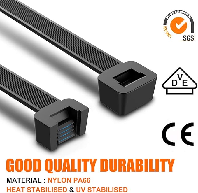 Cable Zip Ties,500 Packs Self-Locking 4+6+8+10+12-Inch Width 0.16inch Nylon Cable Ties,Perfect for Home,Office,Garage and Workshop (Black)