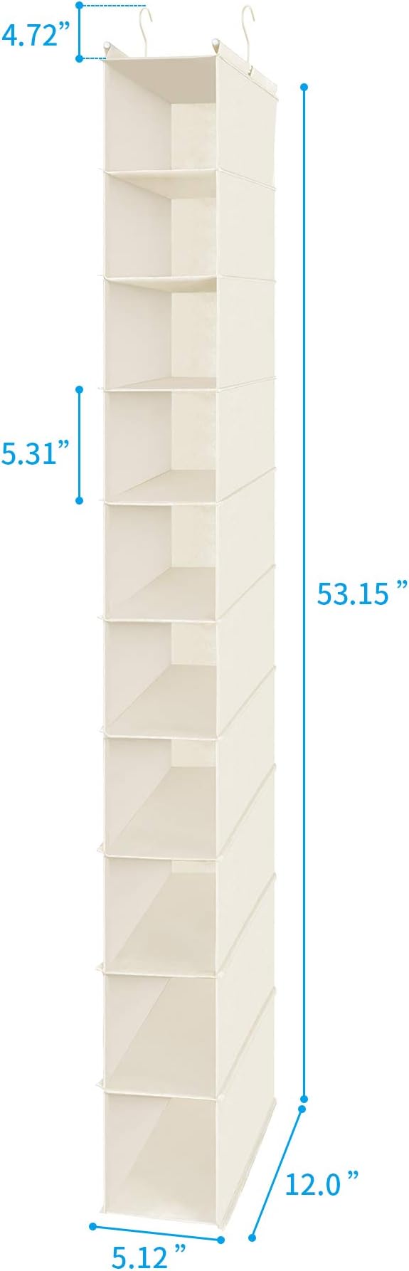 MAX Houser 10-Shelf Hanging Shoe Shelf Organizer, Hanging Shoe Storage for Closet (Beige)