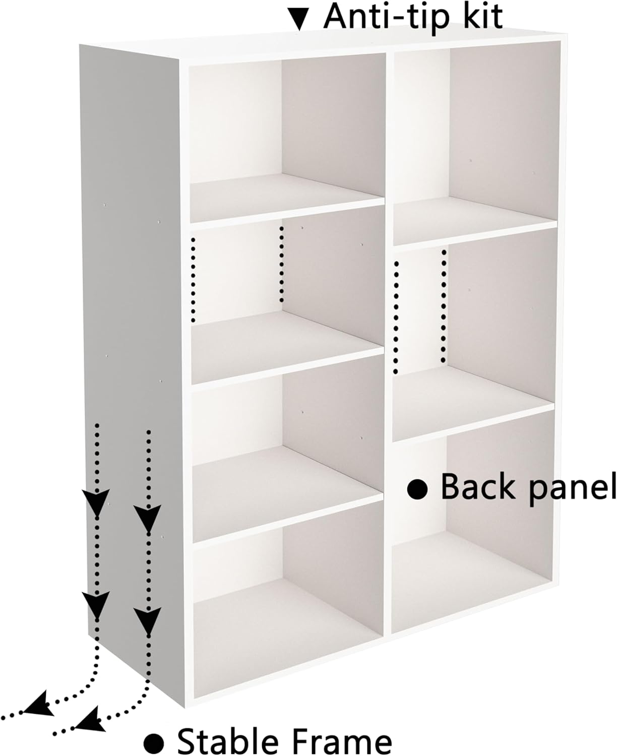 VAFHYLISS Cube Bookshelf, White Wooden Cube Storage Organizer, Freestanding Book Shelf, Cubby Shelf, Perfect Shelves for Bedroom, Kids Room, Closet, Classroom & Office (7-Cube)