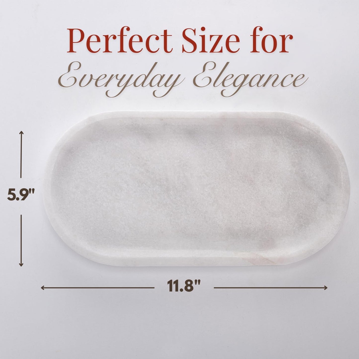 Handcrafted Marble Tray – Bathroom Counter Organizer, Jewelry Tray, Perfume Organizer & Decorative Tray for Vanity Accessories, Coffee Table Decor & Bathroom Countertop (Oval, Mugla White)