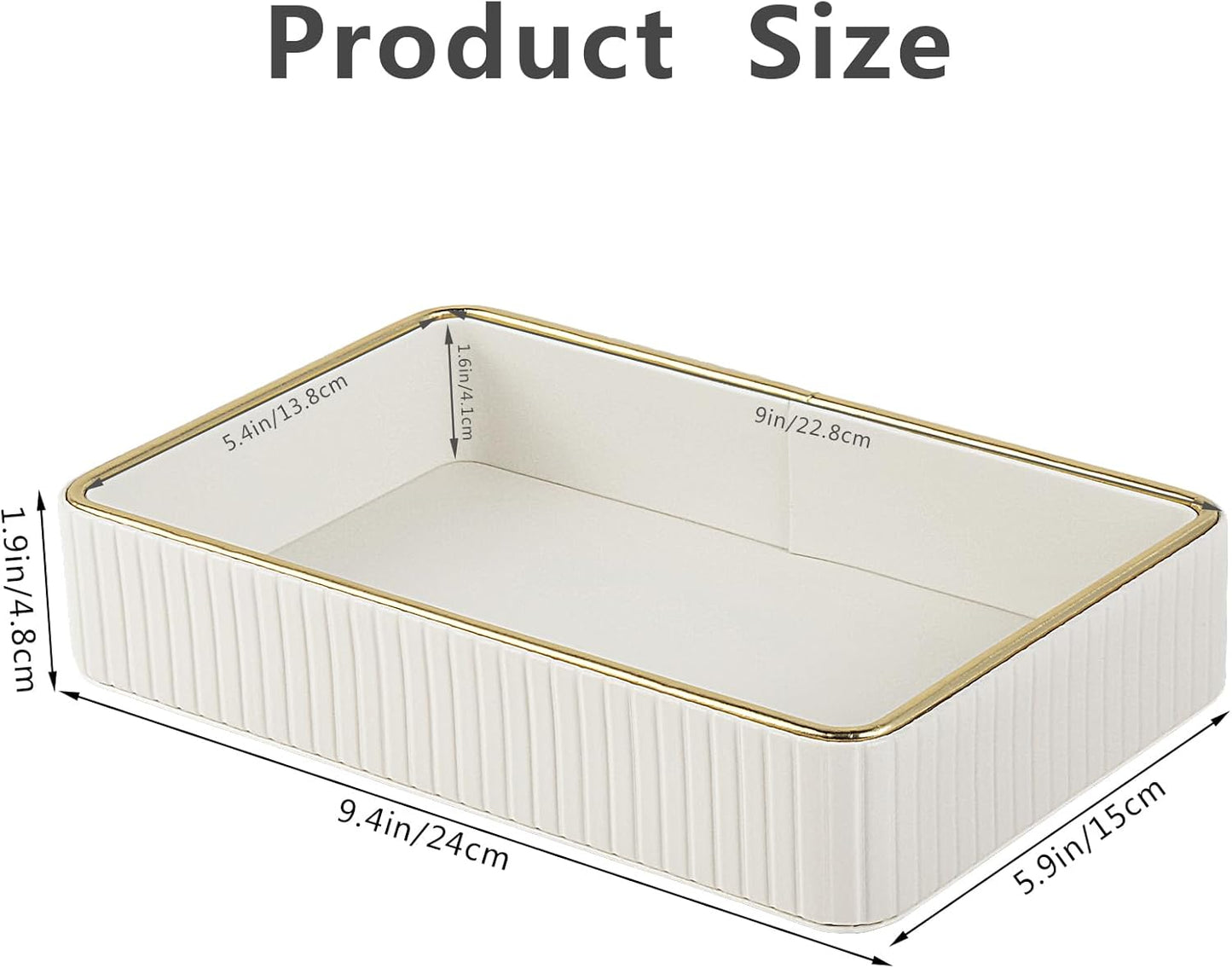 PU Leather Valet Tray,Desk Organizer Tray Nightstand Organizer Trinket Dish Storage Key Bowl Decorative Trays for Phone Wallet Jewelry Watch,Bathroom Bedroom Perfume Vanity Trays,Cream White