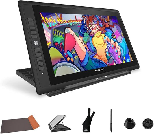 GAOMON PD156Pro - 15.6" Drawing Tablet with Screen Full-Laminated 120% sRGB Pen Display with Dial Key & 10 Hotkeys, Battery-Free Stylus Art Tablet for Digital Drawing, Anime, Sketch, Graphic Design