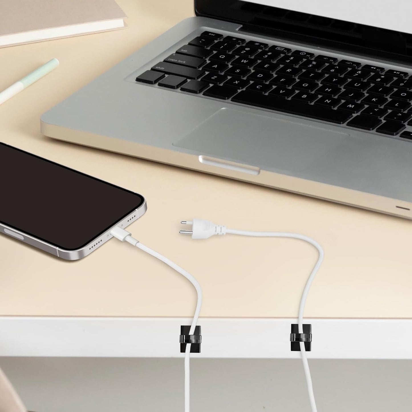 GWHOLE 100Pcs Adhesive Cable Clips Cord Organizer Wire Management for Car Office and Home