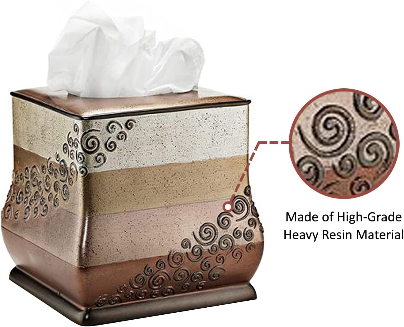 Zahari Home 2pc Miramar Bathroom Set Waste Basket & Tissue Cover Modern Classic Decor Stylish Unique Design Beautiful Multi Color Bathroom Accessories Set