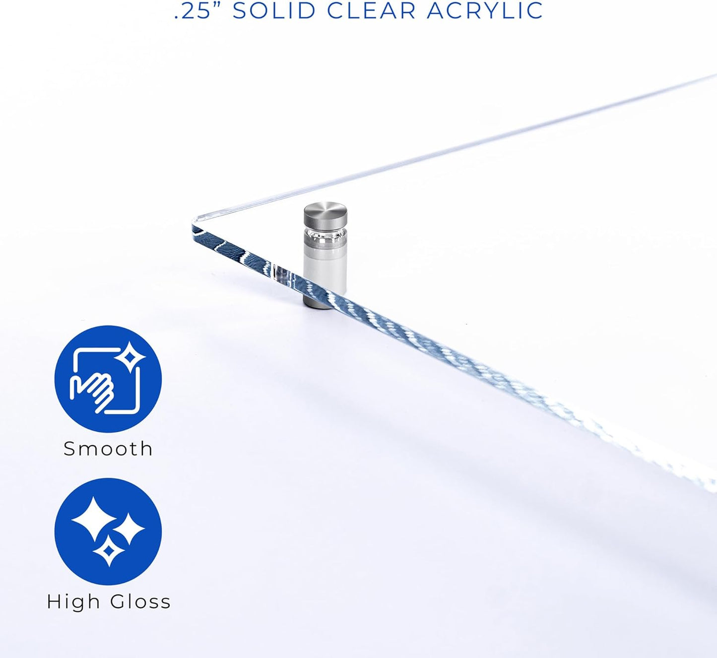 15x20 Dry Erase Board for Wall - with .25 Clear Acrylic and Satin Stand Off Finish - Perfect Whiteboard for Office, Home, Classroom - Durable and Stylish .25 Clear Acrylic Dry Erase Board