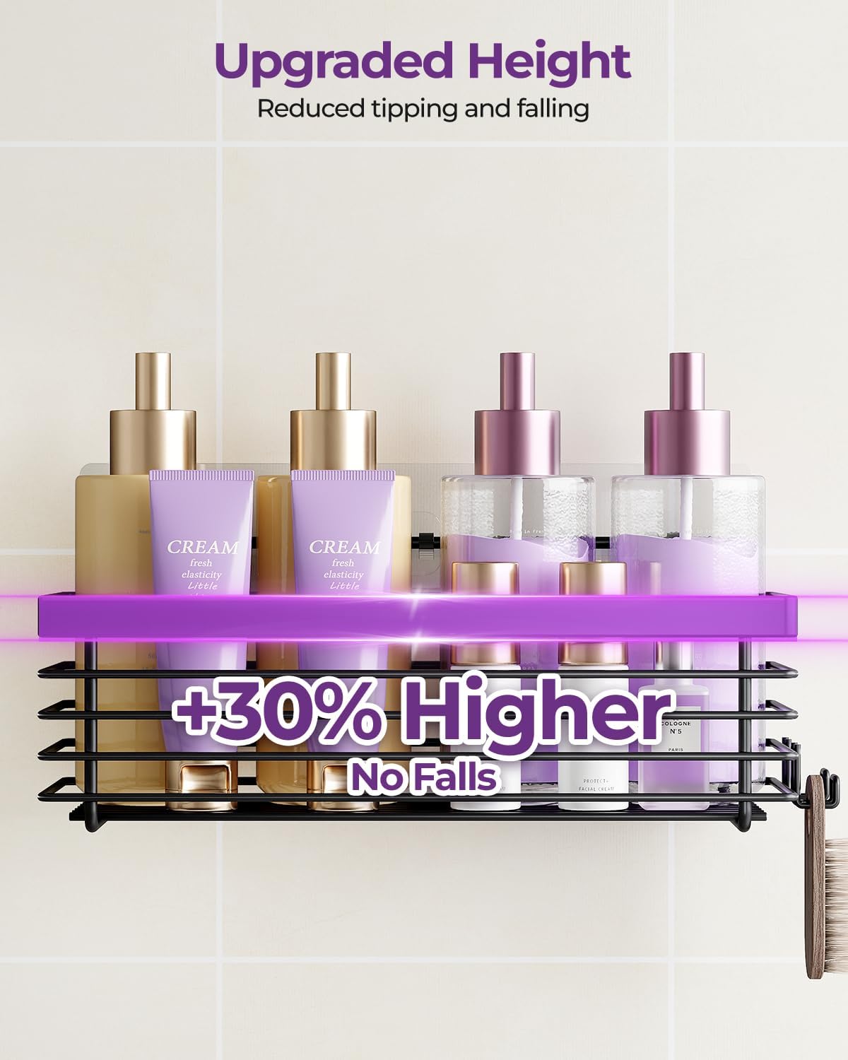 ODesign Shower Caddy 3 Pack SUS304 Stainless Steel-No Drilling-Shower Bathroom Shelves Rack,Rustproof Wall Mounted,Adhesive Shower Shelf Basket Organizer-Black