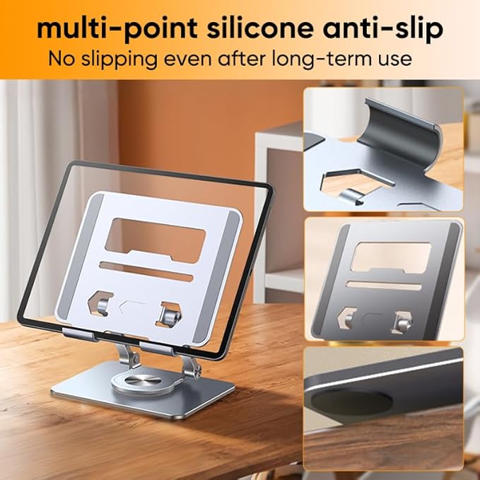 Saker 360° Rotating Laptop Stand, Aluminum Alloy Adjustable Height Ergonomic Computer Riser, Foldable Portable Desktop Stand with Cooling Design for 10-17 inch MacBook