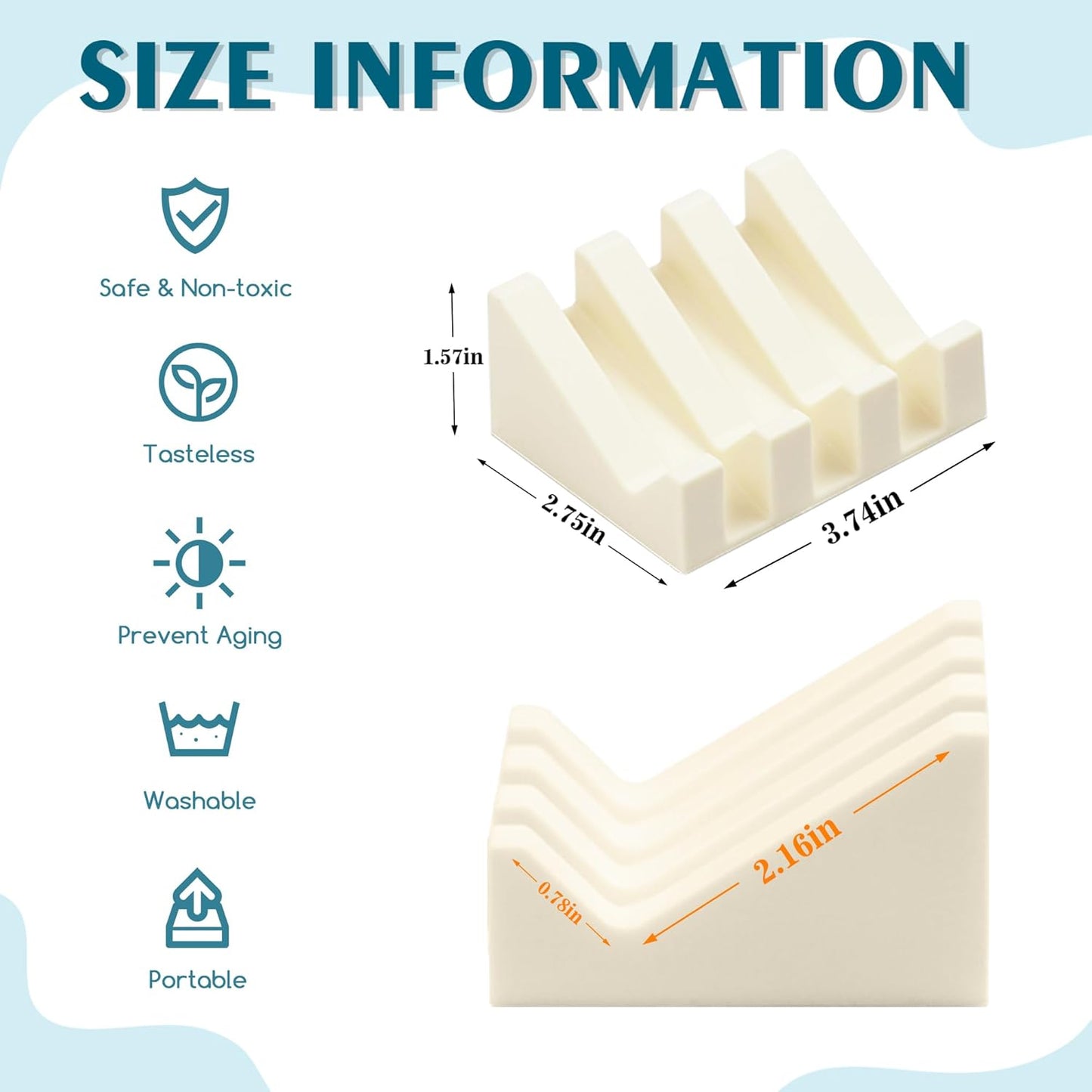 Self Draining Soap Dish Holder,Silicone Soap Dish,for Bathroom,Kitchen, Sponges，Can Extend Soap Life，Keep Soap Bars Dry and Easy Cleaning (2, Cream White)