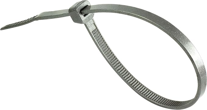 GTSE 8 Inch Silver/Gray Zip Ties, 100 Pack, 50lb Strength, UV Resistant Strong Nylon Grey Cable Ties, Self-Locking 8" Tie Wraps