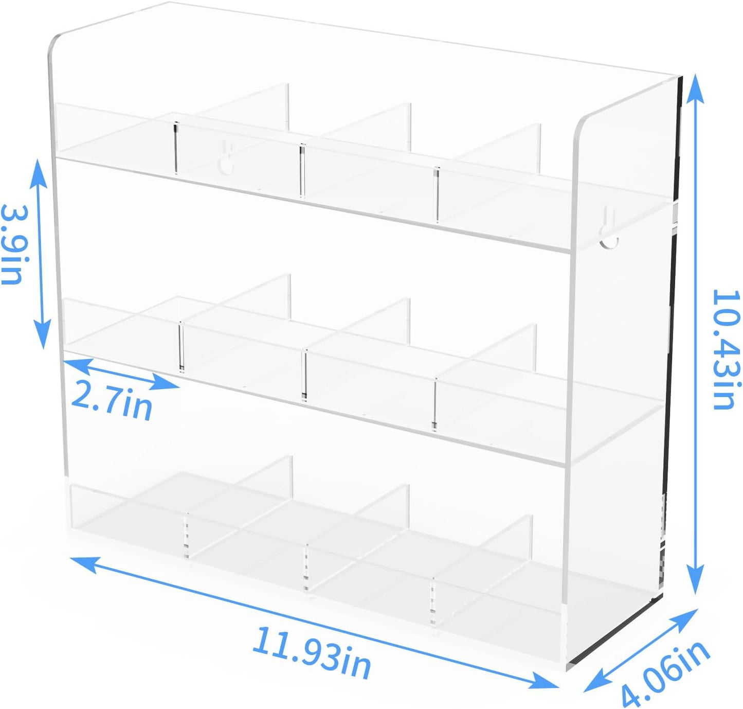 Acrylic Tea Bag Organizer, 3 Layers Tea Bag Holder for Tea Packets, No Assembly Required, Wall Mount Display Tea Caddy for Countertop or Cabinet, 12 Slots
