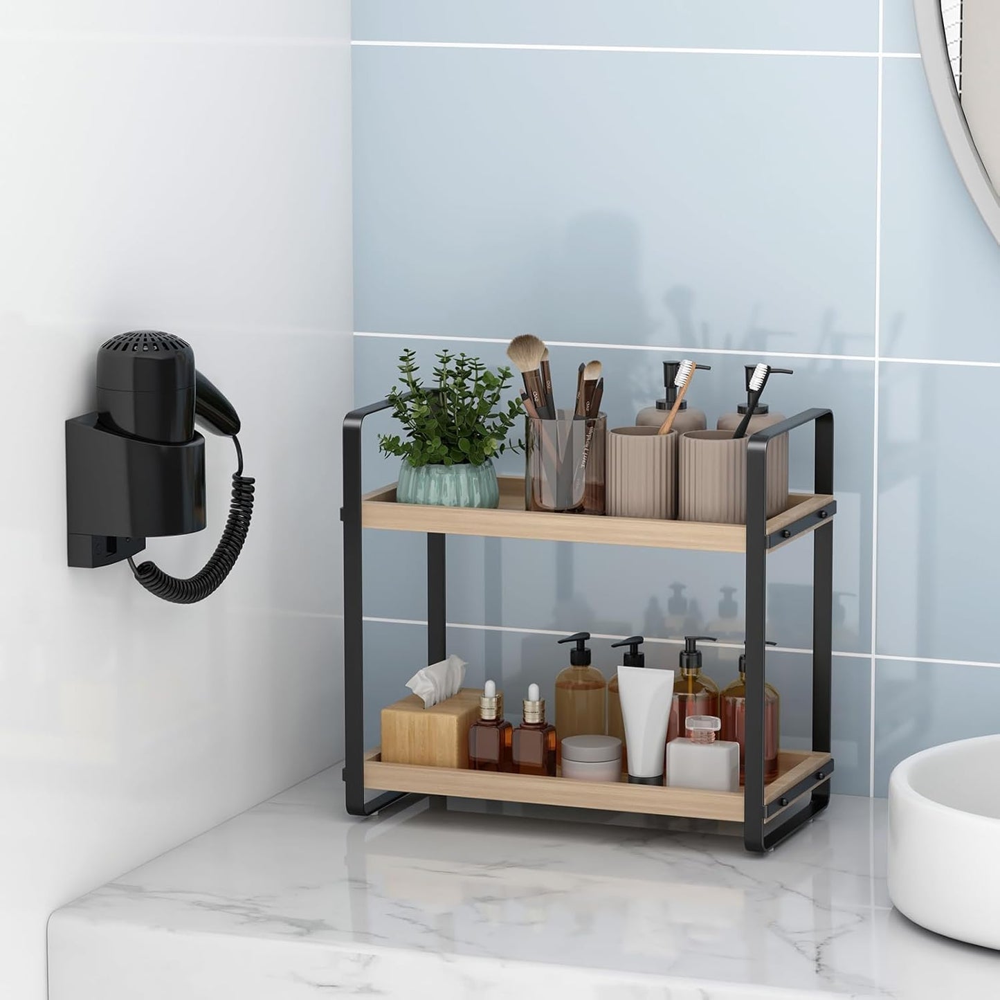 Bathroom Counter Organizer,Bathroom Countertop Organizer,Counter Shelf,Countertop Storage,Organization and Storage,Makeup Shelf,Sink Caddy(Burlywood 2 Tier)