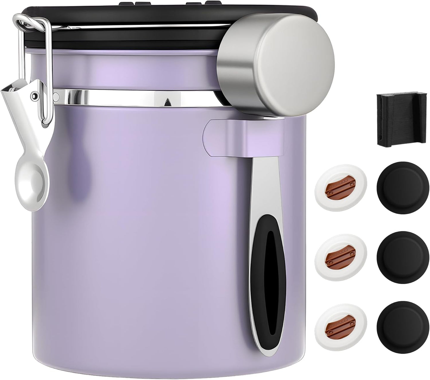 ShanSon Coffee Canister Airtight Coffee Container Stainless Steel Coffee Bean Storage Container with Scoop Coffee Canister for Beans Grounds Sugar Flour Tea Cereal,16OZ, Purple