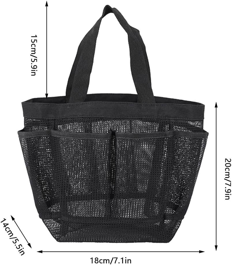 Mesh Shower Caddy Tote Bag Large Capacity Shower Basket with 9 Storage Pocket Portable Hanging Toiletry Bag Breathable Toiletry Caddy Organizer for Bathroom College Dorm Gym Camping Travel
