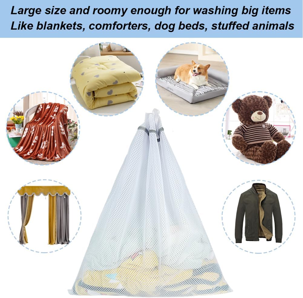 Vivifying Extra Large Mesh Laundry Bag, 2 Pack XXL Oversize Honeycomb Mesh Wash Bags for Washing Machine, Coats, Stuffed Toys, Blanket, Bedding, Sweater, Delicates Clothes (27 x 35 Inches)
