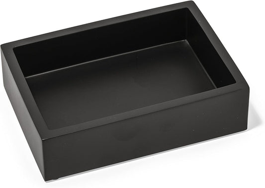 Matte Black Square Soap Dish, Hand Soap Holder for Bathroom, Shower, Countertop, Bathtub, Wash Room, Kitchen with Non-Slip Protective Pads