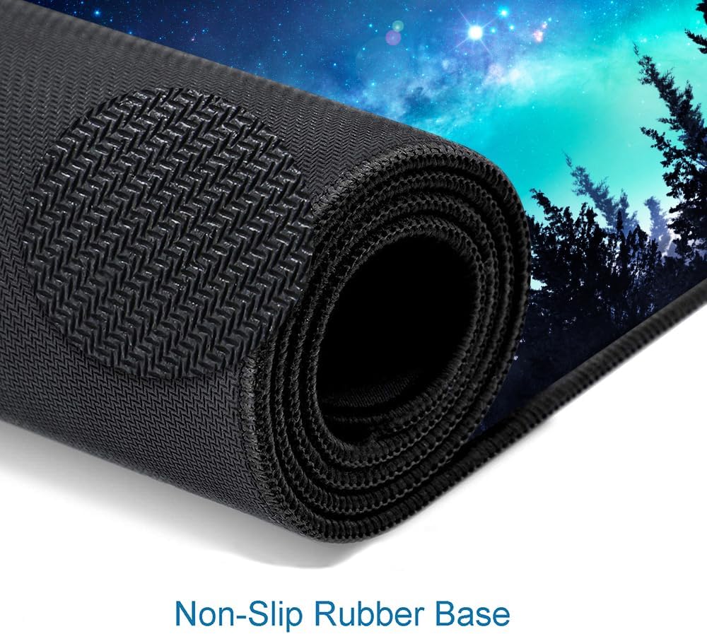 Gaming Large Mouse Pad with Stitched Edges, Galaxy Desk Mat, Extended Keyboard Pad, Non-Slip Rubber Base Desk Pad for Keyboard and Mouse, 31.5X11.8 inch, Moon Starry Sky