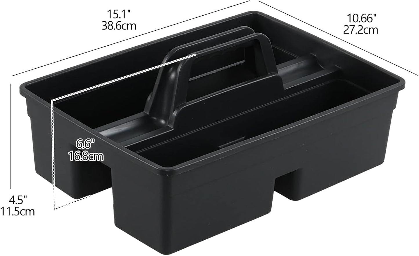 3 Compartment Cleaning Supplies Caddy, 6-Pack Plastic Cleaning Caddy with Handle, Gray