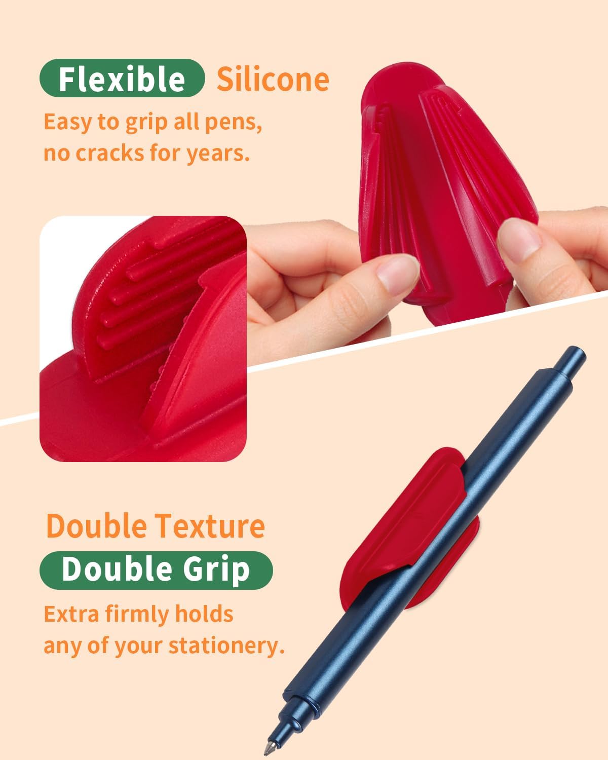 Adhesive Pencil Holders for Desk Set of 10 - Silicone Pen Holder with 15 PCS Upgraded Adhesive Pads - Flexible Pencil Holder for Walls Clipboards, Office Essentials Accessories Teacher Supplies