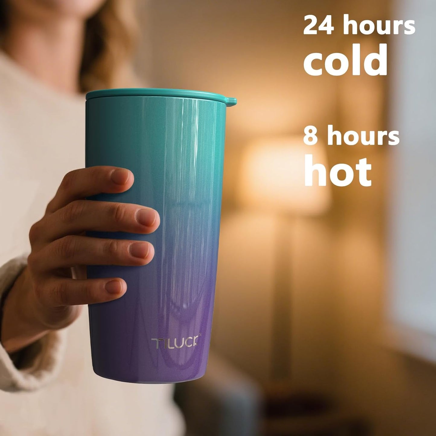 TILUCK 20 oz Tumbler with Lid, Vacuum Insulated Stainless Steel Coffee Mug, Double-Walled Travel Tumbler for Hot and Cold Drinks(BluePurple, 20oz)