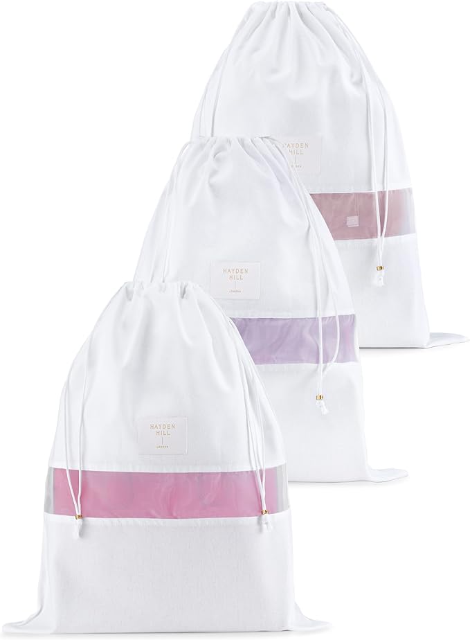 Hayden Hill Luxury Organic Cotton Dust Bags For Handbags - 3 Pack Large - 23" Purse Dust Bags, Shoe Bags and Handbag Covers For Storage - Carbon Neutral Protector Dustbags