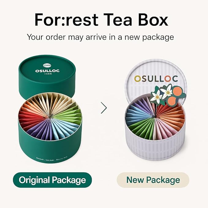 OSULLOC For:rest Tea Box (36 Count, 6 Types x 6ea,) Exquisite & Unique Gift idea For Tea Lover, Variety Gift Box Sampler, 6 Unique Blended tea from Jeju Island