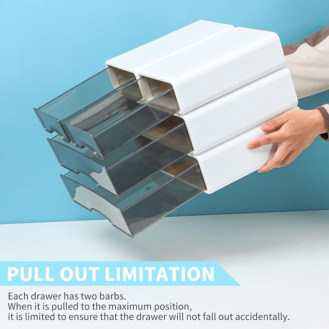 White Desktop Drawers for Paper, Stackable Office Storage Drawers for Desk, Craft Organizer and Storage Bins, 3 Mixed Storage Container with Plastic Drawers for Office Supplies