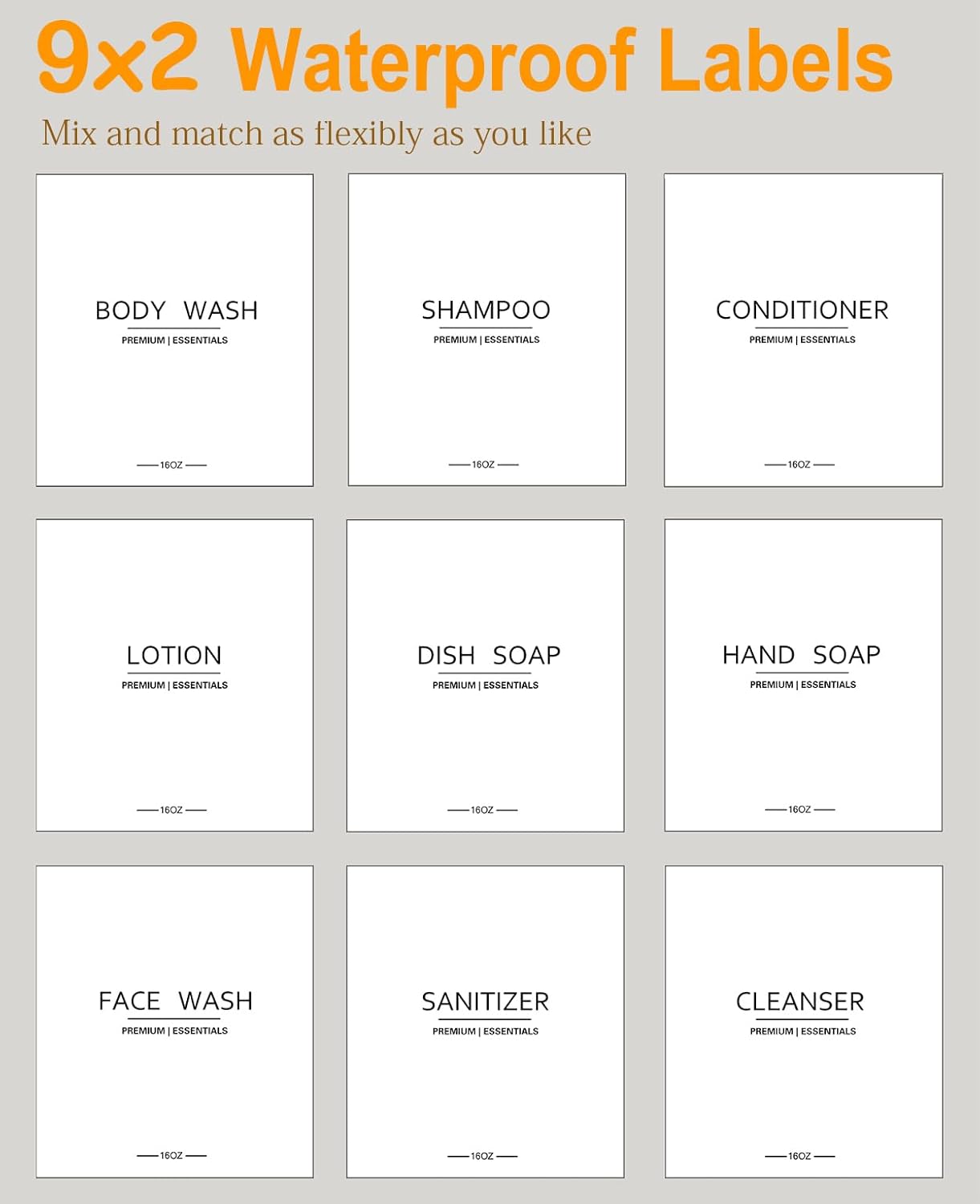 Frosted Plastic Shampoo and Conditioner Bottles, Apothecary Dispenser Bamboo Pump, Refillable Bottles for Shower Lotion, Oil, Hand Soap, Sanitizer, Liquid Soap, Set of 3 with 9 Labels (6, Matte Clear)