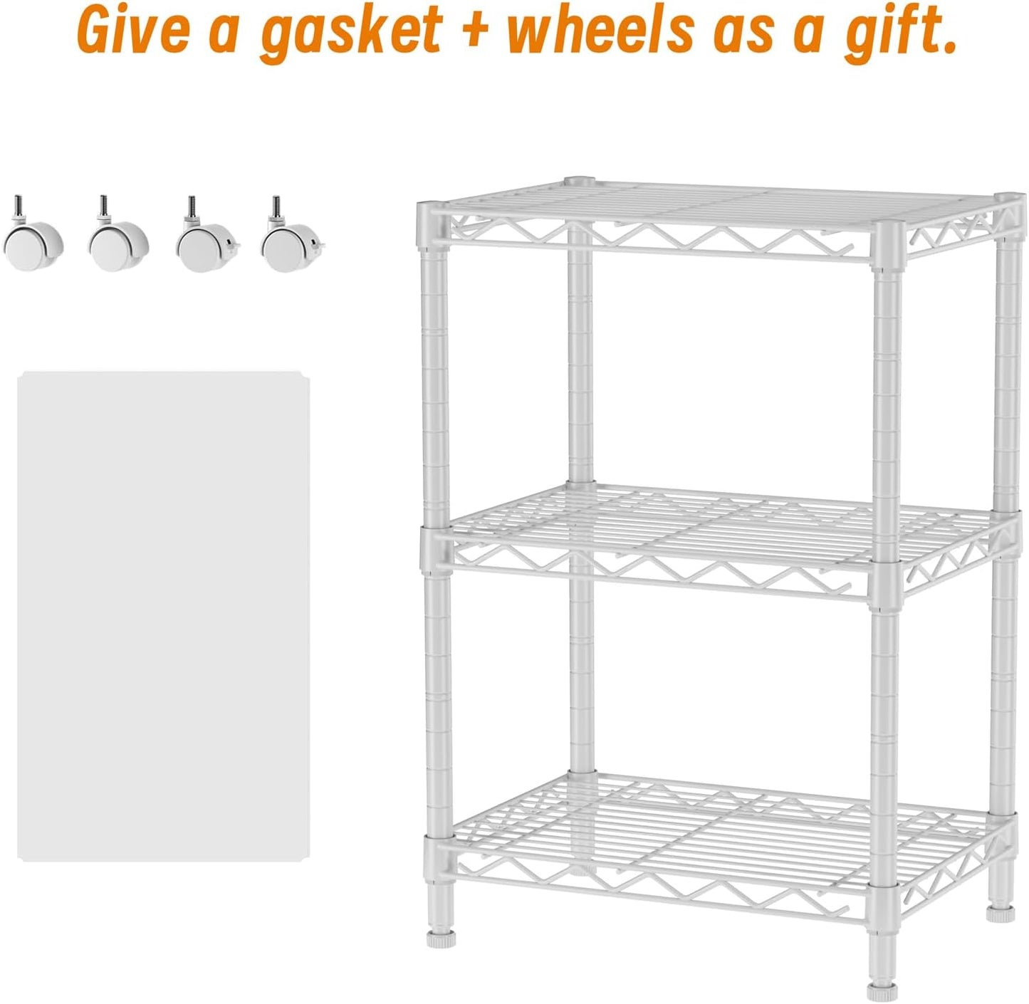 3 Tier Adjustable Storage Shelves Heavy Duty Metal Utility Shelf Wire Shelving Unit Organizer Rack for Home Kitchen Office Bathroom Pantry Room 12" D x 18" W x 30" H