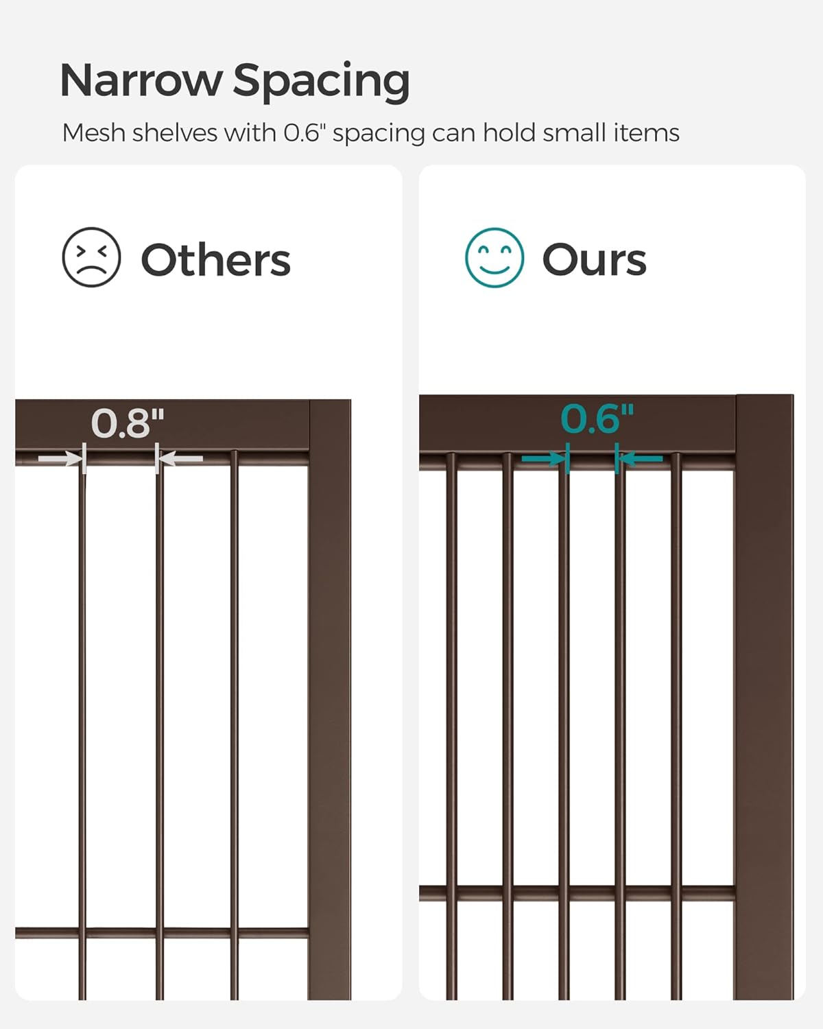 SONGMICS 3-Tier Metal Storage Rack with Wheels, Mesh Shelving Unit with X Side Frames, 23.6-Inch Width, for Entryway, Kitchen, Living Room, Bathroom, Industrial Style, Metallic Bronze UBSC163A01