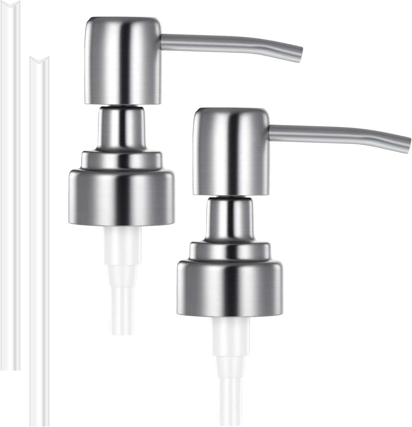 2 PCS Soap Dispenser Pump Replacement, Silver Stainless Steel Soap Pump Replacement Head, Kitchen and Bathroom Soaps Dispenser Pumps for Lotion Bottles, Standard Diameter 28/400 Neck Size