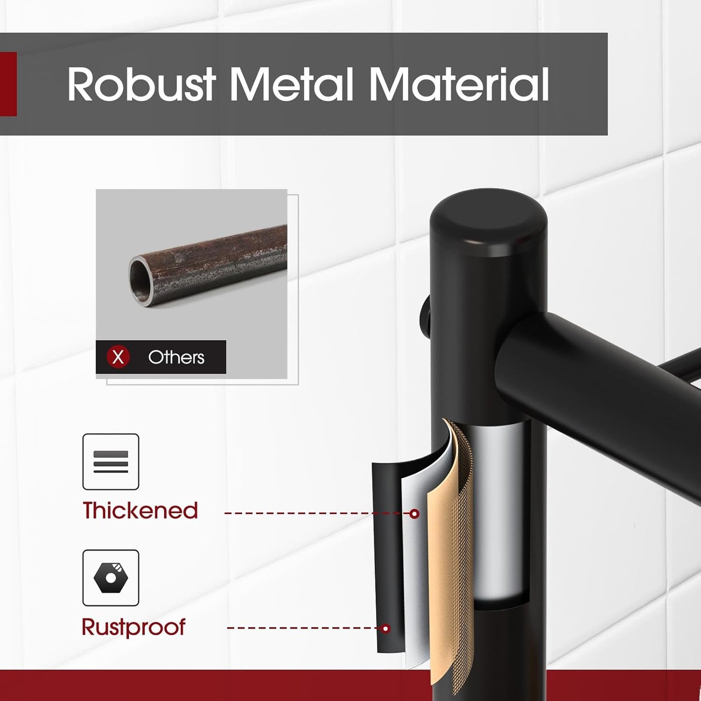 Storage Shelves - 5 Tier Shelf Organizer, Heavy Duty Garage Shelving Unit with Leveling Feet, Stable Metal Shelves Organizer for Pantry, Kitchen and Closet, 18.4" W x 12.6" D x 57.4" H, Black