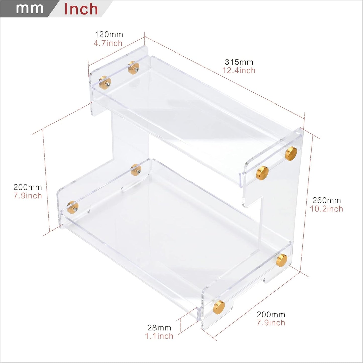 FFK Bathroom Organizer Countertop 2-Tier Storage：Bathroom Counter Organizer Acrylic Standing Holder Cosmetic Storage Perfume Shelf for Bathroom Bedroom Dressing Table1