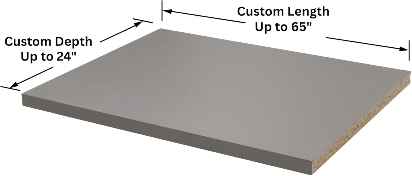 Custom Shelves, 3/4"" Thick Melamine, Cut to Size, Fully Customizable up to 65 inches Wide and up to 24 inches deep. for Cabinets, Closets, or Anywhere