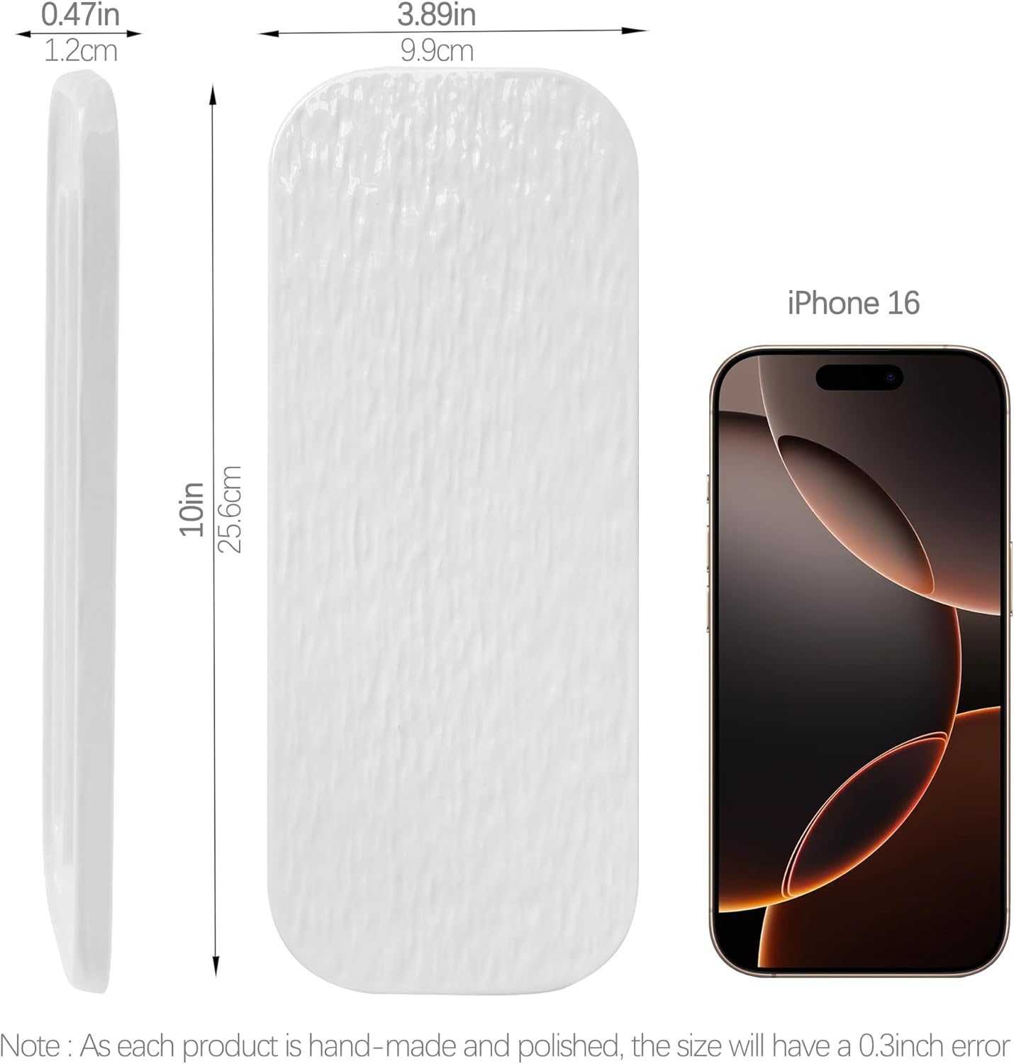 Premium Ceramic Bathroom Tray – Sleek Non-Slip Organizer for Shower, Countertop, Vanity | 10x4inch | Easy-Clean, Corrosion-Resistant