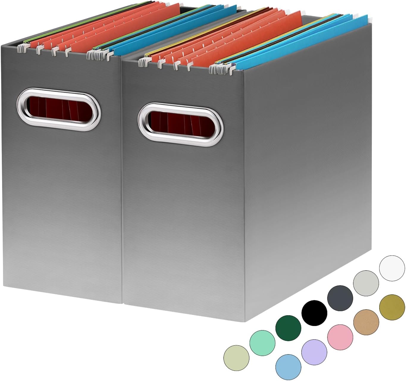 Oterri Cardboard File Organizer Box for Hanging File Folders Letter Size,File Box for Computer Desk,File Cabinet,Working Home,Office,Classroom (Gradient Light gray, Letter Size - 2 Packs)