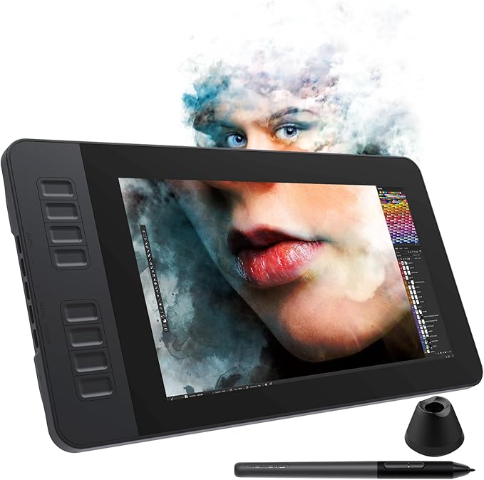GAOMON PD1161 Drawing Tablet 11.6 Inch IPS Tilt Support Pen Display - Drawing Pad with 8 Shortcuts and 8192 Levels Battery-Free AP50 Stylus Black
