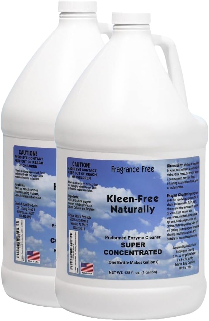 Naturally Enzyme Cleaner, Enzyme Solution, and Multi-Purpose Cleaner, Laundry Additive and More -Unscented -128oz