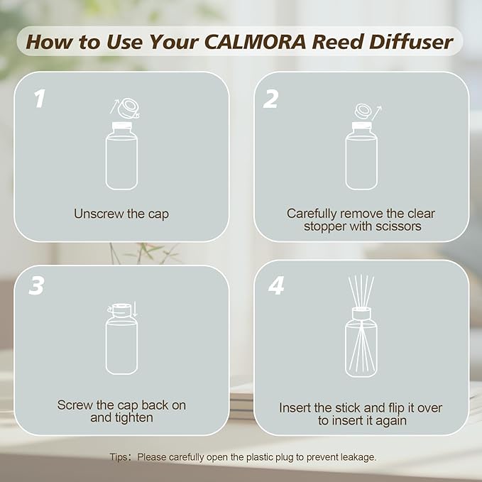 CALMORA Reed Diffuser for Bathroom & Bedroom, 3-Pack 50ml Citrus/Linen/Vanilla Scented Oil Set with 15 Sticks | Home Fragrance Diffuser, Flameless Air Freshener