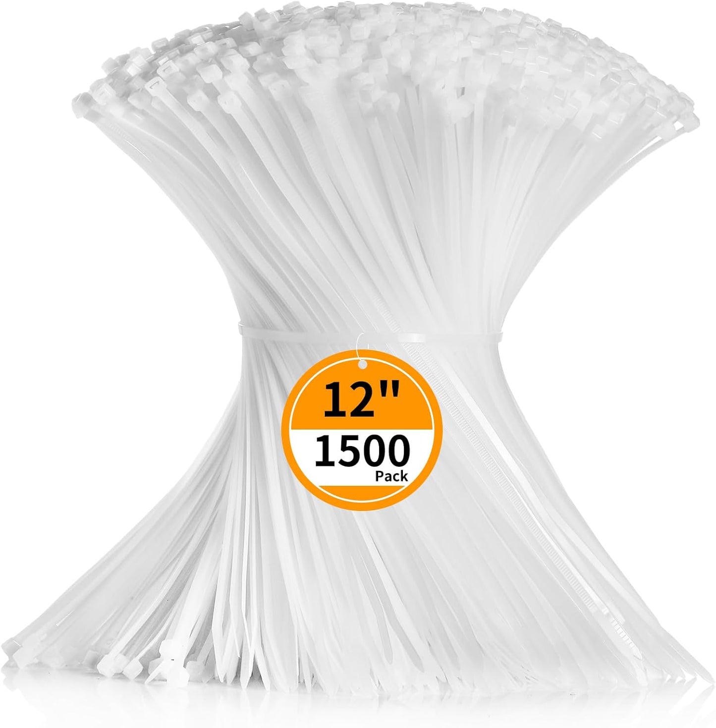 Cable Zip Ties 12 inch Cehony 1500 Pack White Zip Ties Heavy Duty 50lbs Tensile Strength Plastic Zip Ties for Outdoor and Indoor Multi-Purpose Cable Ties Self-Locking UV Resistant Wire Ties Wraps