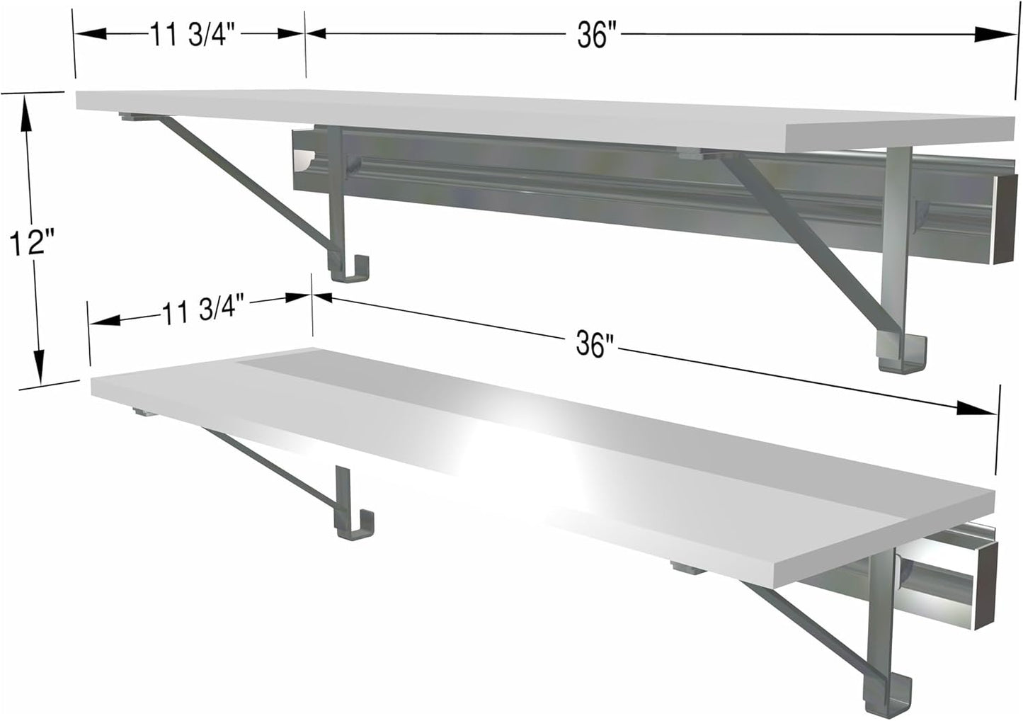 Two 36" Long Shelf Kits Laundry Storage White
