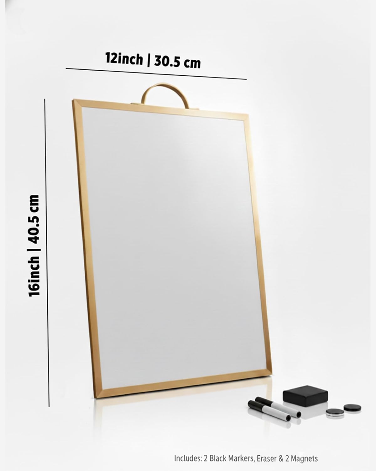 Small Magnetic Dry Erase Whiteboard 12x16 with Handle – Double-Sided Portable Board with Black Aluminum Frame – Includes Markers, Eraser & Magnets for Home and Office