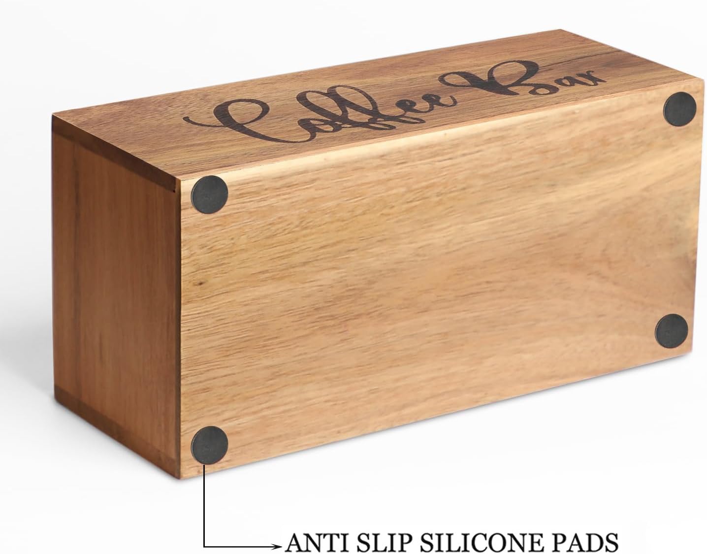 Acacia Wood Station Organizer,Coffee Station Organizer for Cup Lid Stirrers Pod, Disposable Coffee Cup Holder, Farmhouse Accessories Decor, Brown Labeled Coffee Bar