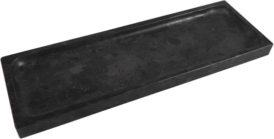 Matte Black Granite Vanity Tray - Natural Stone Rectangular Catchall, 10.6" Decorative Organizer for Bathroom, Entryway, or Desk - Minimalist Display Tray with Unique Veining