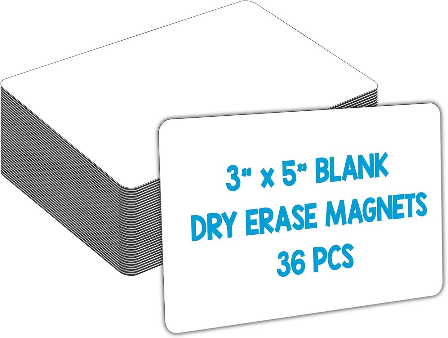 Dry Erase Magnets, Blank Magnetic Dry Erase Labels, 36-Pack, Erasable Magnets for Whiteboard, Multipurpose White Magnetic Labels to Write On for Classroom, Home, Education, Office, 3" x 5"