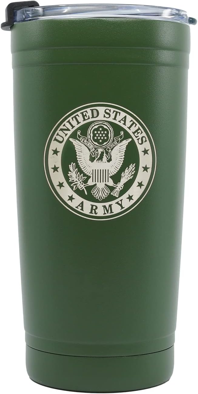 Military Gift Shop 20oz Army Green Tumbler – Double Wall Vacuum Insulated Stainless Steel US Army Green Tumbler– Army Gifts
