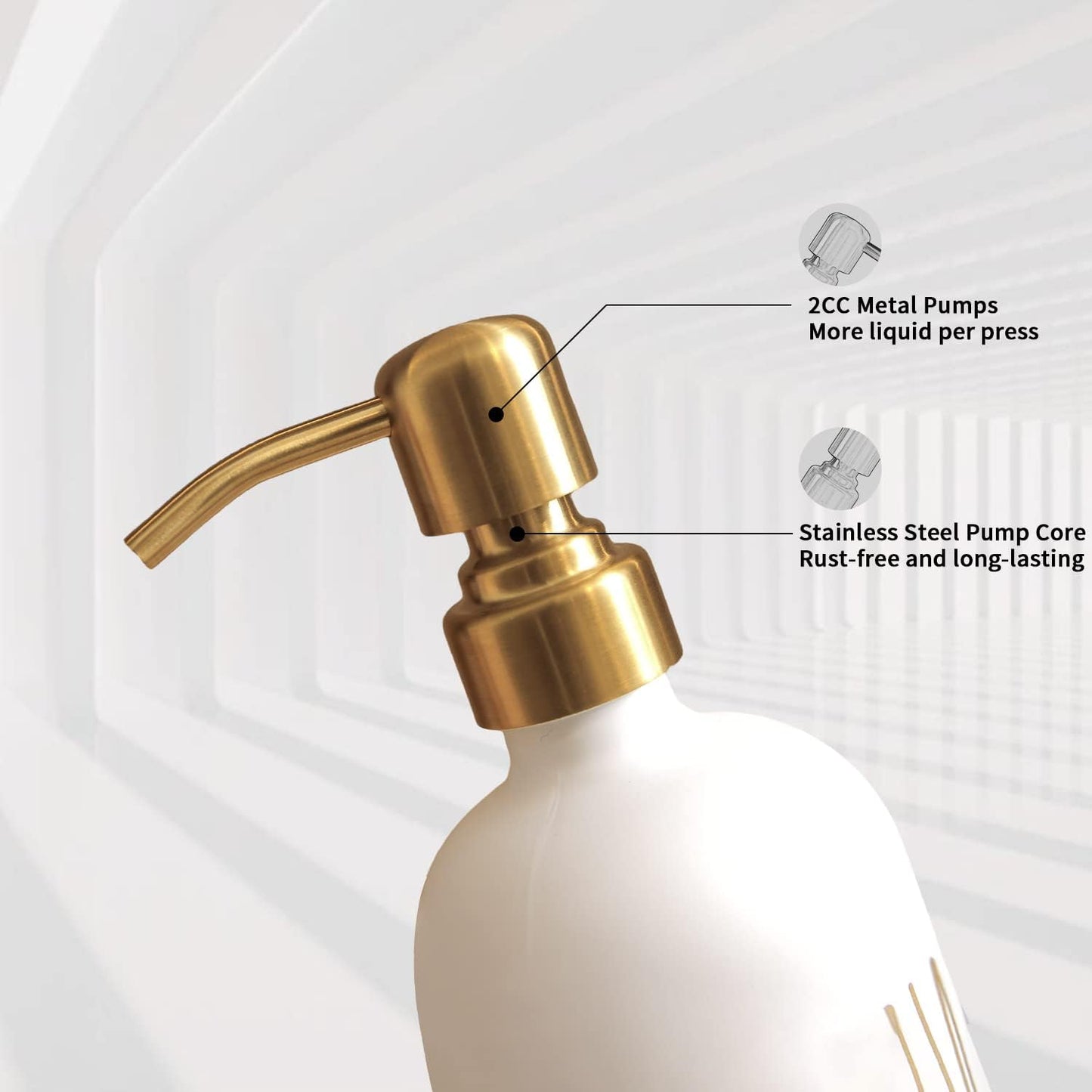 White Soap Dispenser Set, Contains Dish and Hand Soap Dispenser, Perfect for Kitchen Counter Decor. (White)