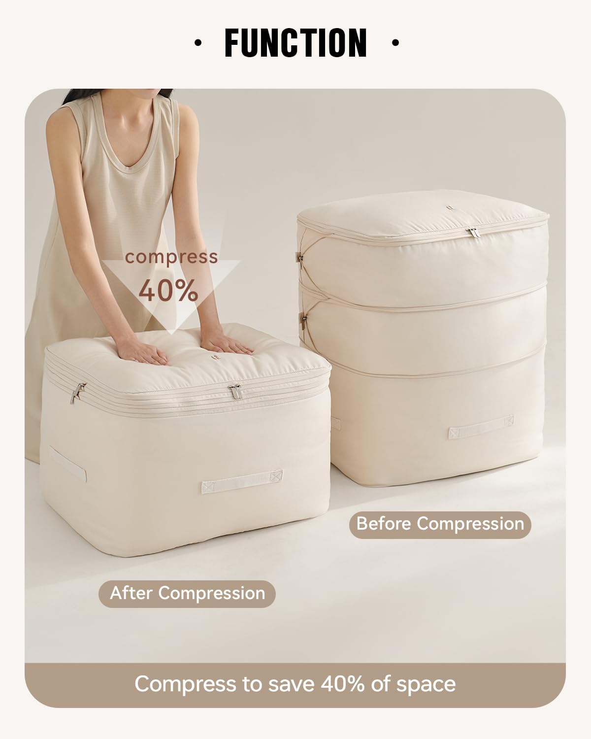 Eachy 3-Pack Comforter Storage Bag Blanket Storage Bags, 136L Compression Bags for Blanket Comforter, Ultra Space Saving Self Compression Organizer