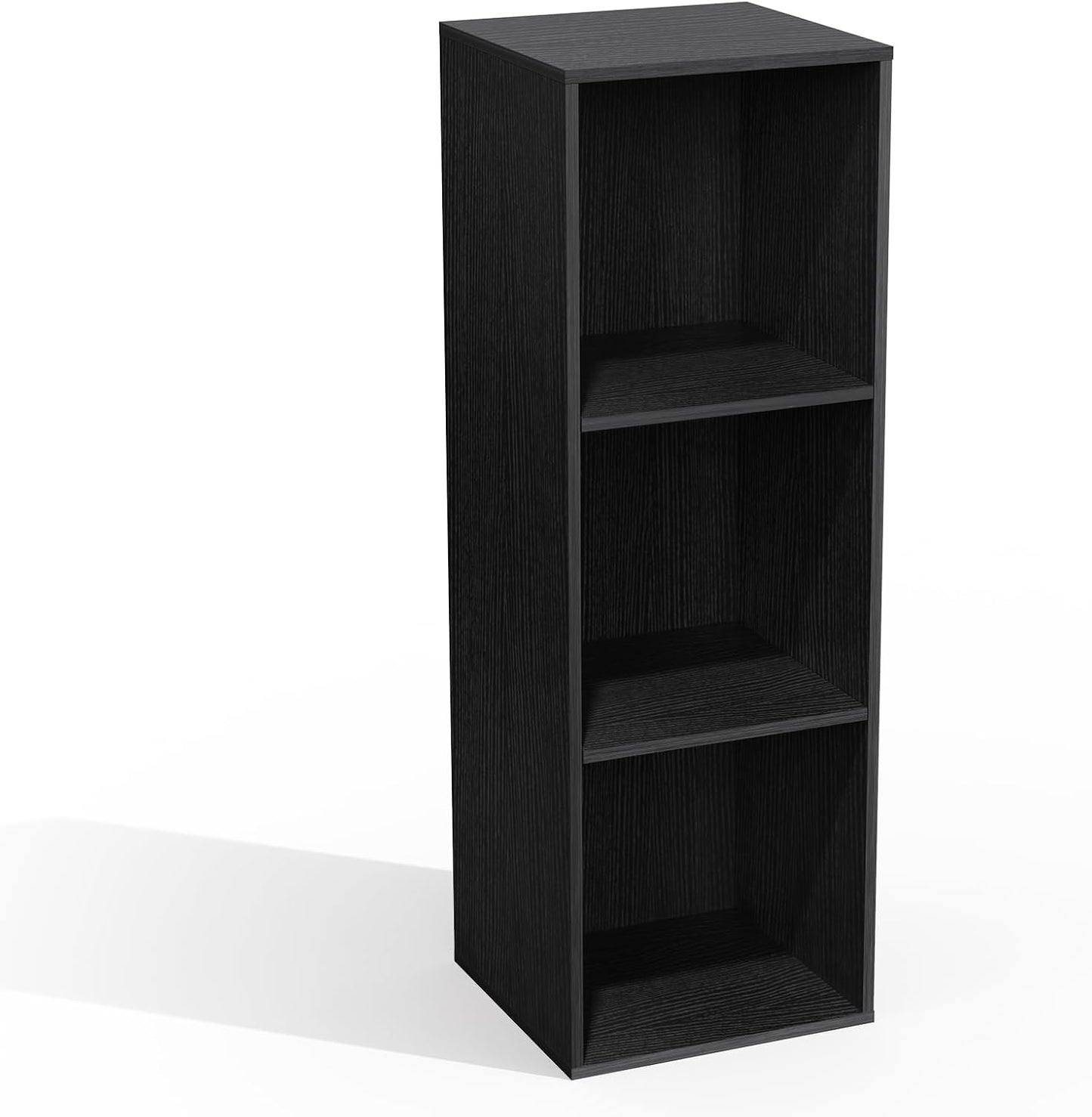 Book Shelf, Wooden Cube Storage Organizer with 11" Open Cubes, Stackable Modular Bookcase for Room Divider Storage, Bookshelf for Living Room, Bedroom, Office (Black, 3-Cube)