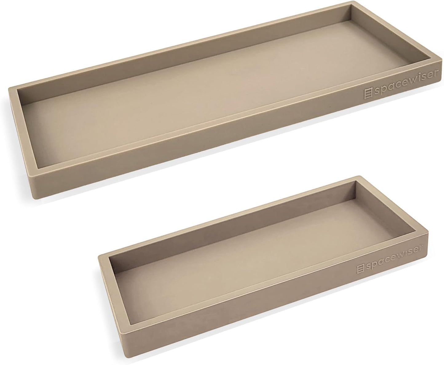 Countertop and Vanity Tray - 2 PC (11” and 7”) Shatterproof Silicone Kitchen and Bathroom Trays for Counter, Kitchen Soap Dispenser Tray, Vanity Trays for Bathroom, Perfume Key Tray